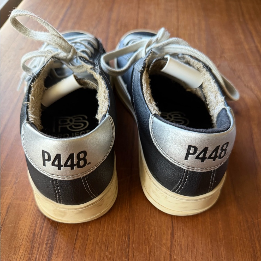 P448 John Low Top Sneaker Black Leather Women’s EU 38 US 7.5–8 - Picture 3 of 8